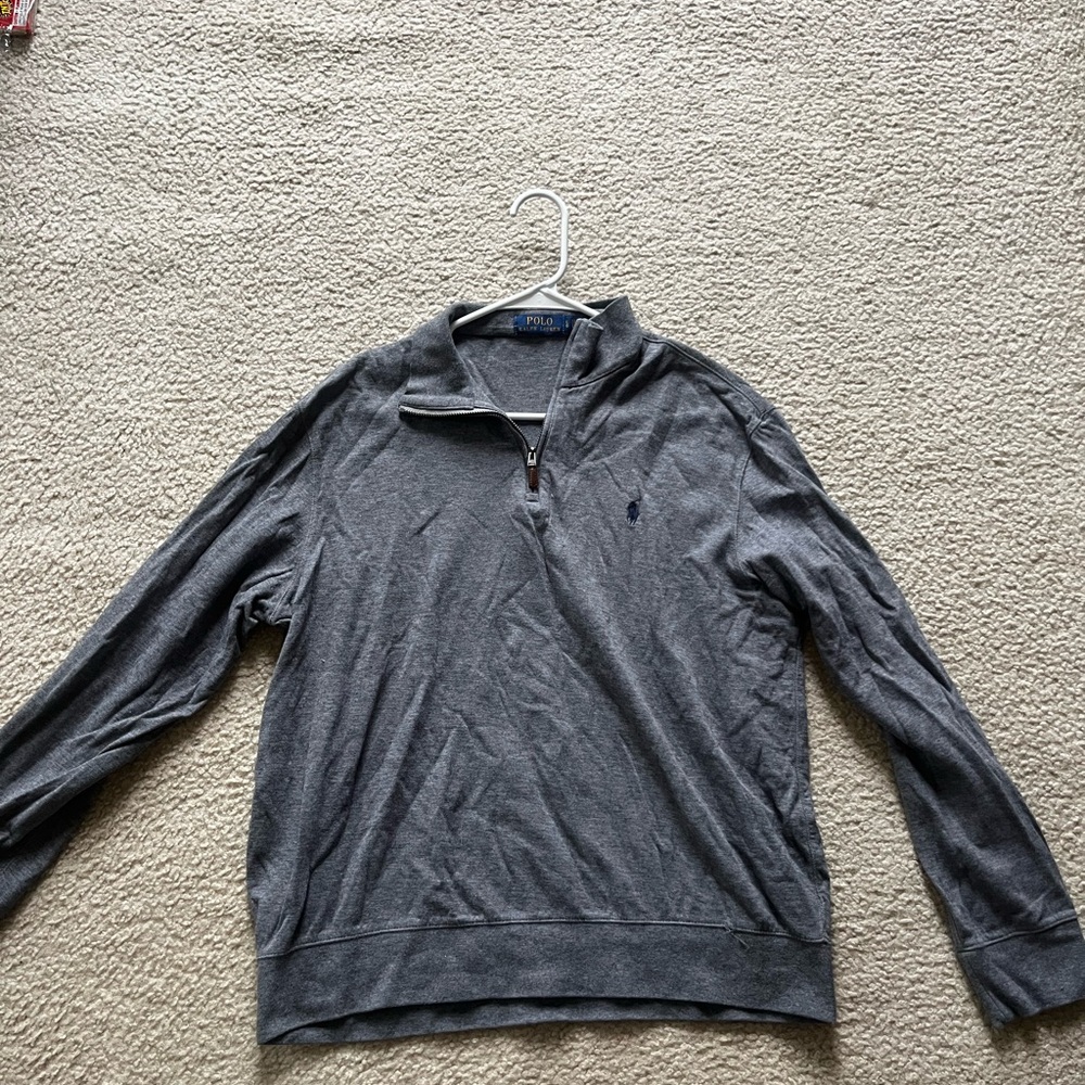 Ralph Lauren Men's Charcoal Zip-Up Sweater